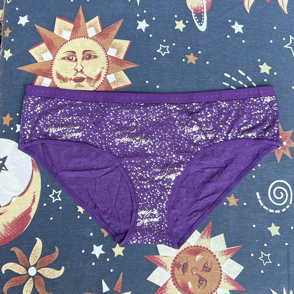 FREE WITH ANY PURCHASE!!! NWT Purple Cotton Silver Pattern Panties Size XL